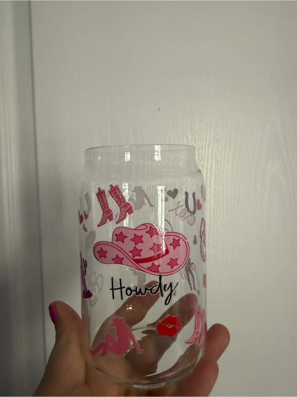 Howdy Pink Western Glass Tumbler